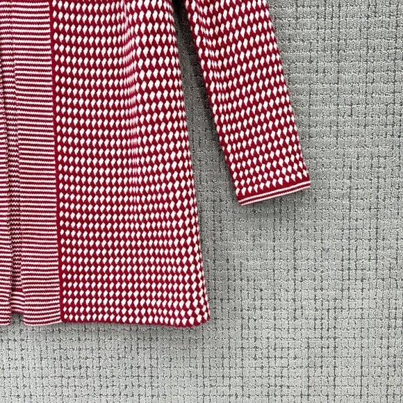 Talbots Open Cardigan Women's Size Small Red White Sweater Pure Merino Wool - Picture 4 of 12